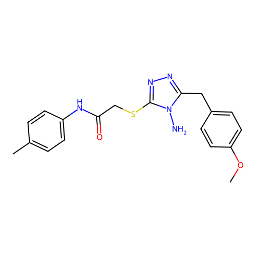 2-((4-amino-5-(4-methoxybenzyl)-4H-1,2,4-triazol-3-yl)thio)-N-(p-tolyl)acetamide structure