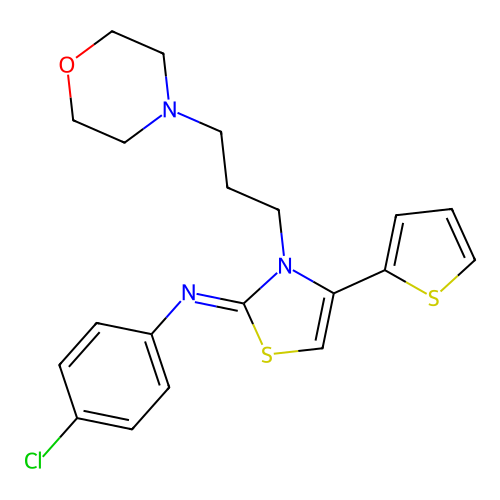 N-(4-chlorophenyl)-3-(3-morpholin-4-ylpropyl)-4-thiophen-2-yl-1,3-thiazol-2-imine structure