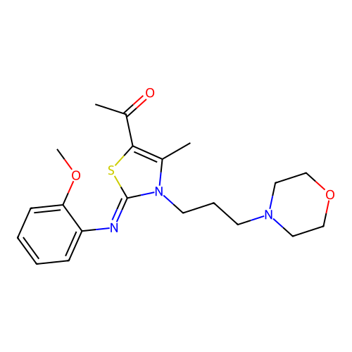 1-[2-(2-methoxyphenyl)imino-4-methyl-3-(3-morpholin-4-ylpropyl)-1,3-thiazol-5-yl]ethanone structure