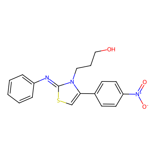 (Z)-3-(4-(4-nitrophenyl)-2-(phenylimino)thiazol-3(2H)-yl)propan-1-ol structure