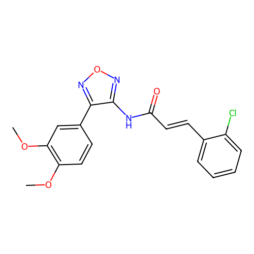 (2E)-3-(2-chlorophenyl)-N-[4-(3,4-dimethoxyphenyl)-1,2,5-oxadiazol-3-yl]prop-2-enamide structure