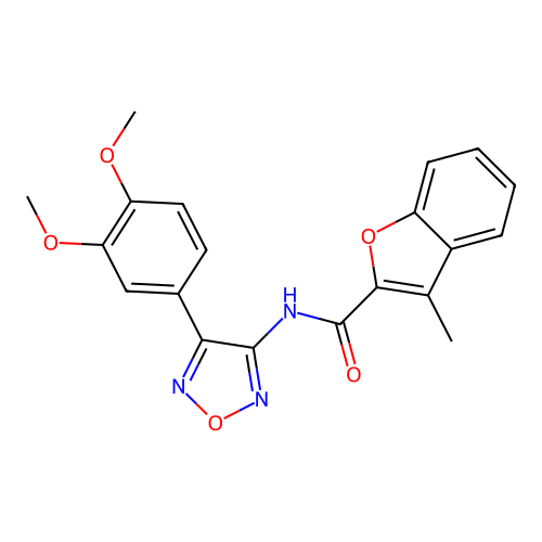 N-[4-(3,4-dimethoxyphenyl)-1,2,5-oxadiazol-3-yl]-3-methyl-1-benzofuran-2-carboxamide structure