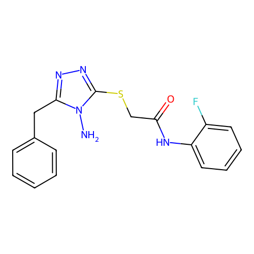 2-[(4-amino-5-benzyl-4H-1,2,4-triazol-3-yl)sulfanyl]-N-(2-fluorophenyl)acetamide structure