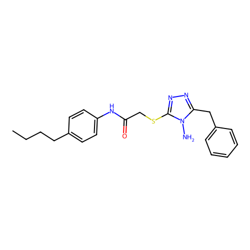 2-[(4-amino-5-benzyl-1,2,4-triazol-3-yl)sulfanyl]-N-(4-butylphenyl)acetamide structure