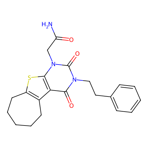 2-(2,4-dioxo-3-phenethyl-2,3,4,5,6,7,8,9-octahydro-1H-cyclohepta[4,5]thieno[2,3-d]pyrimidin-1-yl)acetamide structure