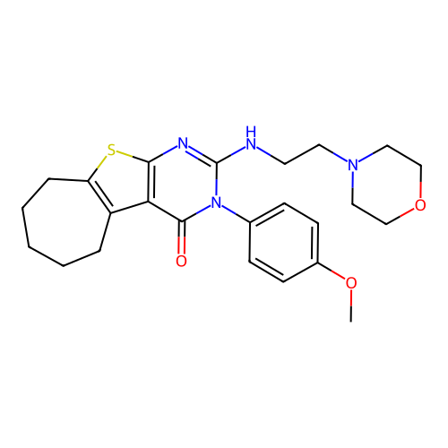 3-(4-methoxyphenyl)-2-((2-morpholinoethyl)amino)-6,7,8,9-tetrahydro-3H-cyclohepta[4,5]thieno[2,3-d]pyrimidin-4(5H)-one structure
