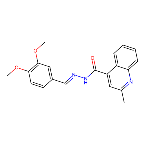 N'-[(E)-(3,4-dimethoxyphenyl)methylidene]-2-methylquinoline-4-carbohydrazide structure
