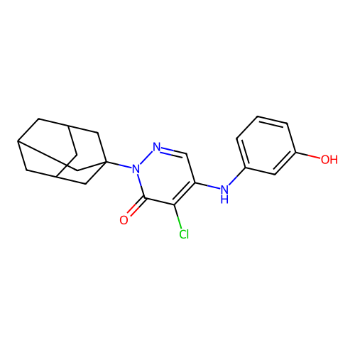 2-(1-adamantyl)-4-chloro-5-(3-hydroxyanilino)pyridazin-3-one structure