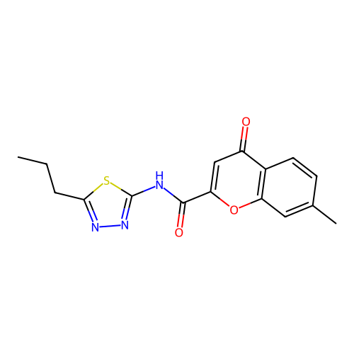 7-methyl-4-oxo-N-(5-propyl-1,3,4-thiadiazol-2-yl)-4H-chromene-2-carboxamide structure