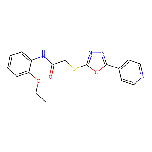 N-(2-ethoxyphenyl)-2-{[5-(pyridin-4-yl)-1,3,4-oxadiazol-2-yl]sulfanyl}acetamide structure