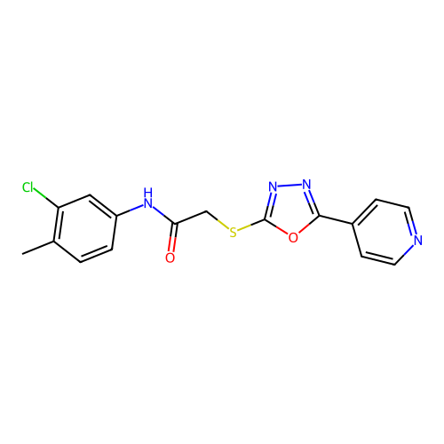 N-(3-chloro-4-methylphenyl)-2-{[5-(pyridin-4-yl)-1,3,4-oxadiazol-2-yl]sulfanyl}acetamide structure