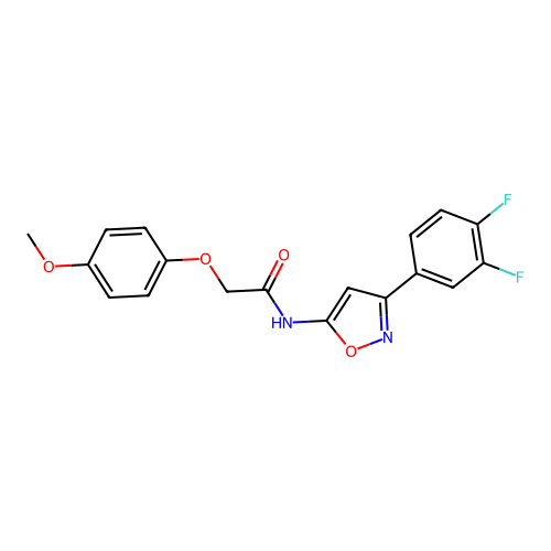 N-[3-(3,4-difluorophenyl)isoxazol-5-yl]-2-(4-methoxyphenoxy)acetamide structure