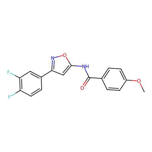 N-[3-(3,4-difluorophenyl)-1,2-oxazol-5-yl]-4-methoxybenzamide structure