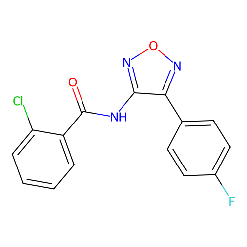 2-chloro-N-[4-(4-fluorophenyl)-1,2,5-oxadiazol-3-yl]benzamide structure