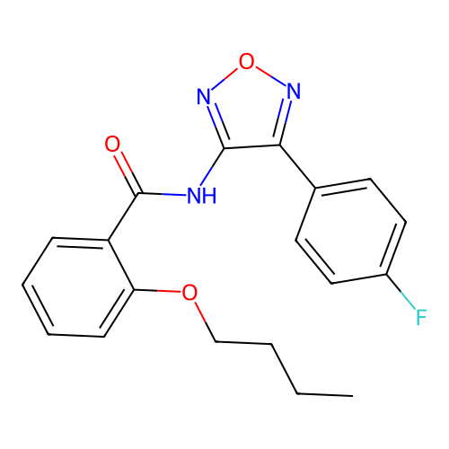 2-butoxy-N-[4-(4-fluorophenyl)-1,2,5-oxadiazol-3-yl]benzamide structure
