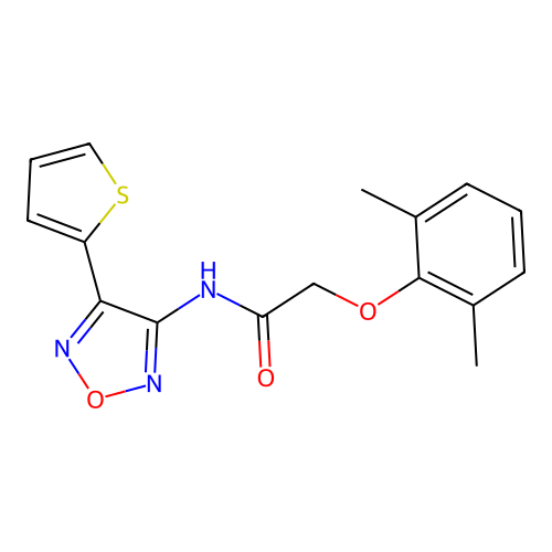 2-(2,6-dimethylphenoxy)-N-[4-(thiophen-2-yl)-1,2,5-oxadiazol-3-yl]acetamide structure