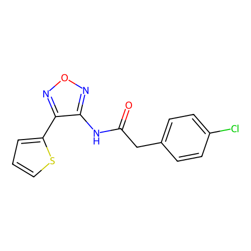 2-(4-chlorophenyl)-N-[4-(thiophen-2-yl)-1,2,5-oxadiazol-3-yl]acetamide structure