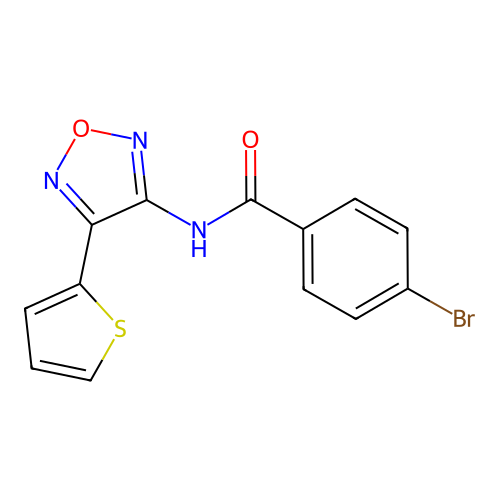 4-bromo-N-[4-(thiophen-2-yl)-1,2,5-oxadiazol-3-yl]benzamide structure