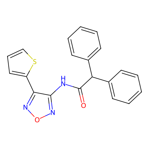 2,2-diphenyl-N-[4-(thiophen-2-yl)-1,2,5-oxadiazol-3-yl]acetamide structure