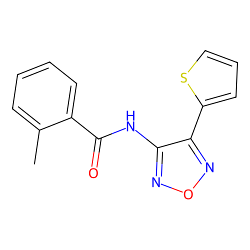 2-methyl-N-[4-(thiophen-2-yl)-1,2,5-oxadiazol-3-yl]benzamide structure