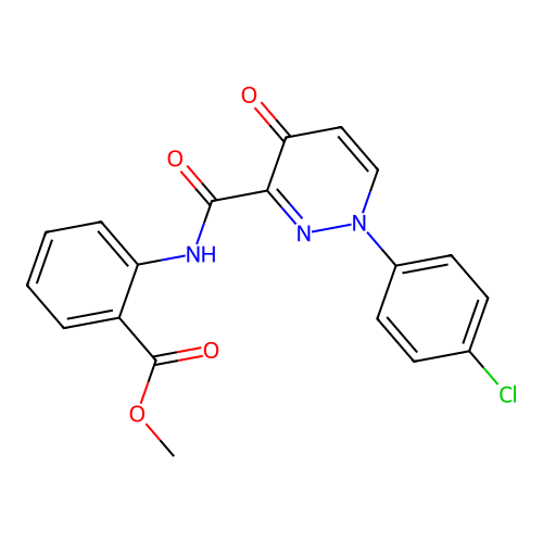 methyl 2-({[1-(4-chlorophenyl)-4-oxo-1,4-dihydropyridazin-3-yl]carbonyl}amino)benzoate structure