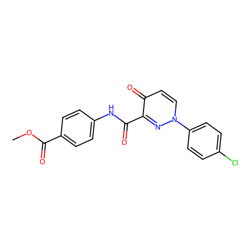 methyl 4-({[1-(4-chlorophenyl)-4-oxo-1,4-dihydropyridazin-3-yl]carbonyl}amino)benzoate structure