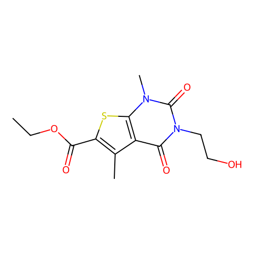 ethyl 3-(2-hydroxyethyl)-1,5-dimethyl-2,4-dioxo-1,2,3,4-tetrahydrothieno[2,3-d]pyrimidine-6-carboxylate structure