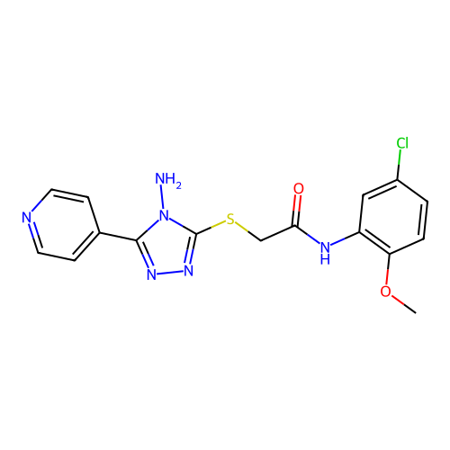 2-{[4-amino-5-(pyridin-4-yl)-4H-1,2,4-triazol-3-yl]sulfanyl}-N-(5-chloro-2-methoxyphenyl)acetamide structure
