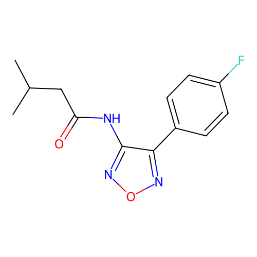 N-[4-(4-fluorophenyl)-1,2,5-oxadiazol-3-yl]-3-methylbutanamide structure