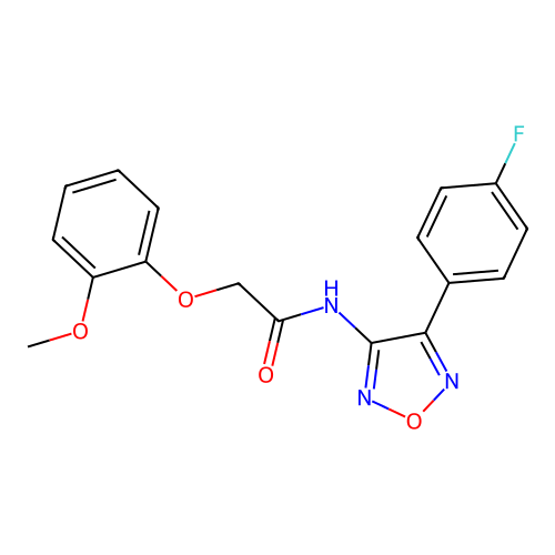 N-[4-(4-fluorophenyl)-1,2,5-oxadiazol-3-yl]-2-(2-methoxyphenoxy)acetamide structure