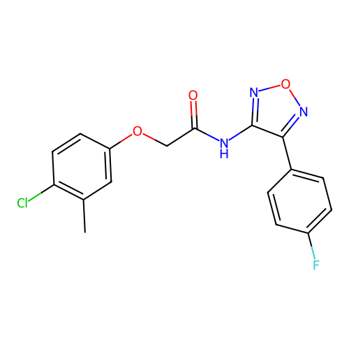 2-(4-chloro-3-methylphenoxy)-N-[4-(4-fluorophenyl)-1,2,5-oxadiazol-3-yl]acetamide structure
