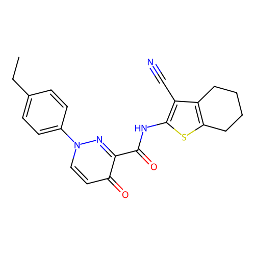 N-(3-cyano-4,5,6,7-tetrahydrobenzo[b]thiophen-2-yl)-1-(4-ethylphenyl)-4-oxo-1,4-dihydropyridazine-3-carboxamide structure