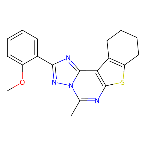 2-(2-methoxyphenyl)-5-methyl-8,9,10,11-tetrahydro[1]benzothieno[3,2-e][1,2,4]triazolo[1,5-c]pyrimidine structure