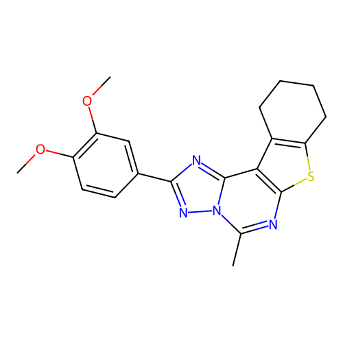 2-(3,4-dimethoxyphenyl)-5-methyl-8,9,10,11-tetrahydro[1]benzothieno[3,2-e][1,2,4]triazolo[1,5-c]pyrimidine structure