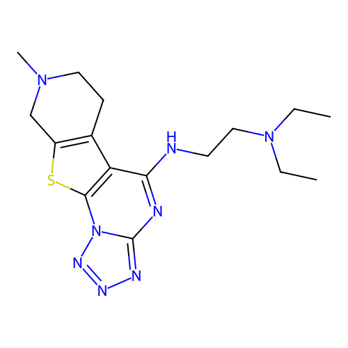 N,N-diethyl-N'-(8-methyl-6,7,8,9-tetrahydropyrido[4',3':4,5]thieno[3,2-e]tetrazolo[1,5-a]pyrimidin-5-yl)ethane-1,2-diamine structure