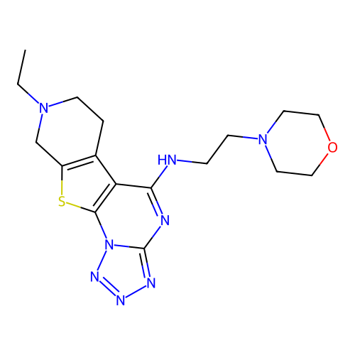 8-ethyl-N-(2-morpholinoethyl)-6,7,8,9-tetrahydropyrido[4',3':4,5]thieno[3,2-e]tetrazolo[1,5-a]pyrimidin-5-amine structure
