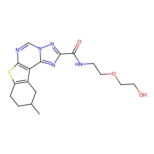 N-(2-(2-hydroxyethoxy)ethyl)-10-methyl-8,9,10,11-tetrahydrobenzo[4,5]thieno[3,2-e][1,2,4]triazolo[1,5-c]pyrimidine-2-carboxamide structure
