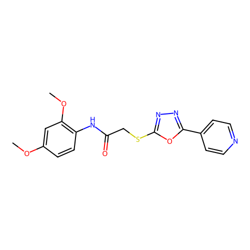 N-(2,4-dimethoxyphenyl)-2-{[5-(pyridin-4-yl)-1,3,4-oxadiazol-2-yl]sulfanyl}acetamide structure