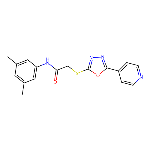 N-(3,5-dimethylphenyl)-2-{[5-(pyridin-4-yl)-1,3,4-oxadiazol-2-yl]sulfanyl}acetamide structure