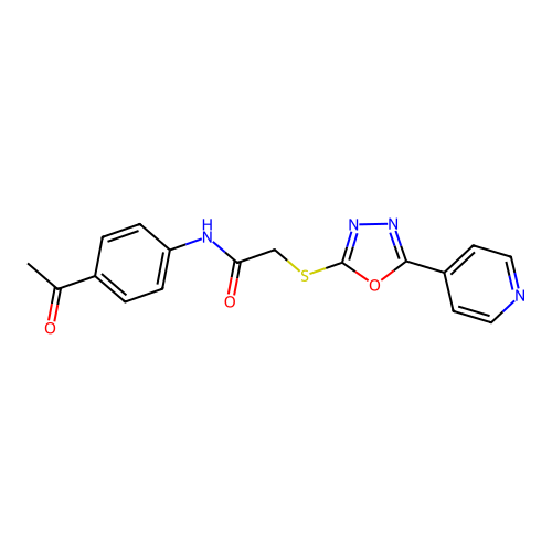 N-(4-acetylphenyl)-2-[(5-pyridin-4-yl-1,3,4-oxadiazol-2-yl)sulfanyl]acetamide structure