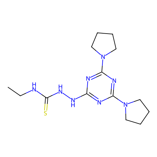 2-(4,6-di(pyrrolidin-1-yl)-1,3,5-triazin-2-yl)-N-ethylhydrazinecarbothioamide structure