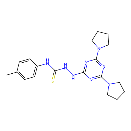 1-[(4,6-Dipyrrolidin-1-yl-1,3,5-triazin-2-yl)amino]-3-(4-methylphenyl)thiourea structure