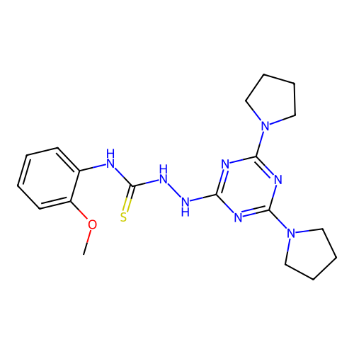 1-[(4,6-Dipyrrolidin-1-yl-1,3,5-triazin-2-yl)amino]-3-(2-methoxyphenyl)thiourea structure