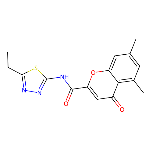 N-(5-ethyl-1,3,4-thiadiazol-2-yl)-5,7-dimethyl-4-oxo-4H-chromene-2-carboxamide structure