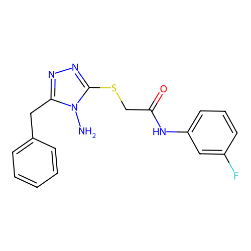 2-[(4-amino-5-benzyl-4H-1,2,4-triazol-3-yl)sulfanyl]-N-(3-fluorophenyl)acetamide structure