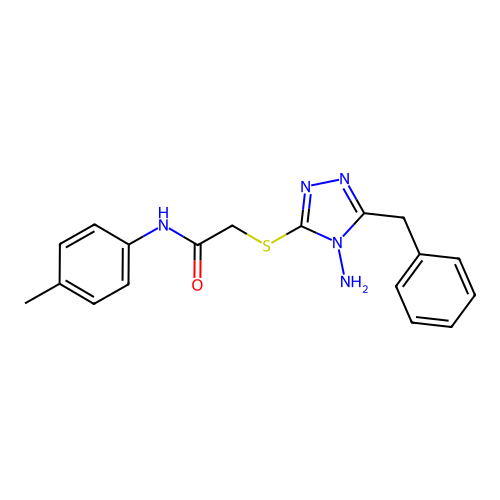 2-[(4-amino-5-benzyl-1,2,4-triazol-3-yl)sulfanyl]-N-(4-methylphenyl)acetamide structure