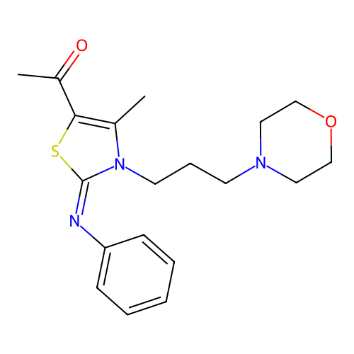 1-[4-Methyl-3-(3-morpholin-4-ylpropyl)-2-phenylimino-1,3-thiazol-5-yl]ethanone structure