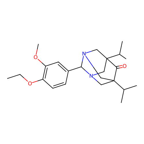(1r,5R,7S)-2-(4-ethoxy-3-methoxyphenyl)-5,7-diisopropyl-1,3-diazaadamantan-6-one structure