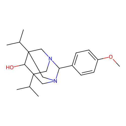 (1r,5R,7S)-5,7-diisopropyl-2-(4-methoxyphenyl)-1,3-diazaadamantan-6-ol structure