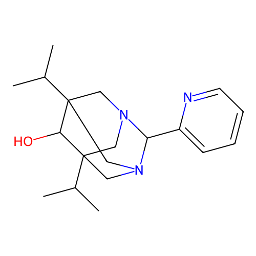 (1r,5R,7S)-5,7-diisopropyl-2-(pyridin-2-yl)-1,3-diazaadamantan-6-ol structure